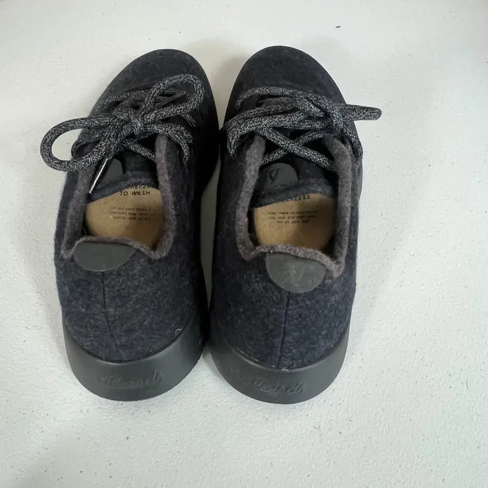 Allbirds Sneakers Shoe Mens 8 Influencer Grey Black Wool Lace Up Lightweight
